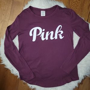 PINK Burgundy long sleeve tee shirt